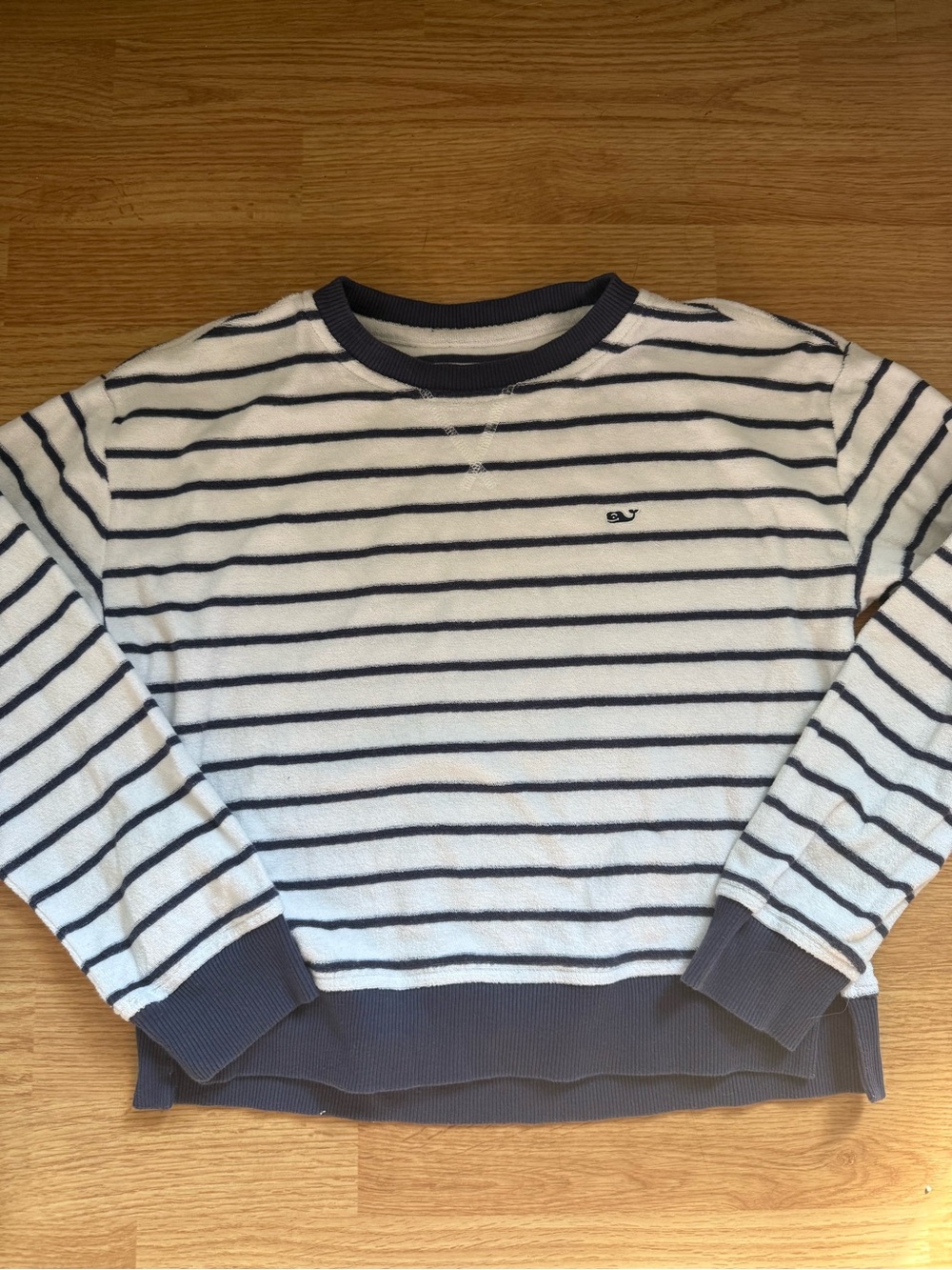 Vineyard Vines Girls L 14 Striped Cropped Crewneck Sweatshirt Preppy Nautical
